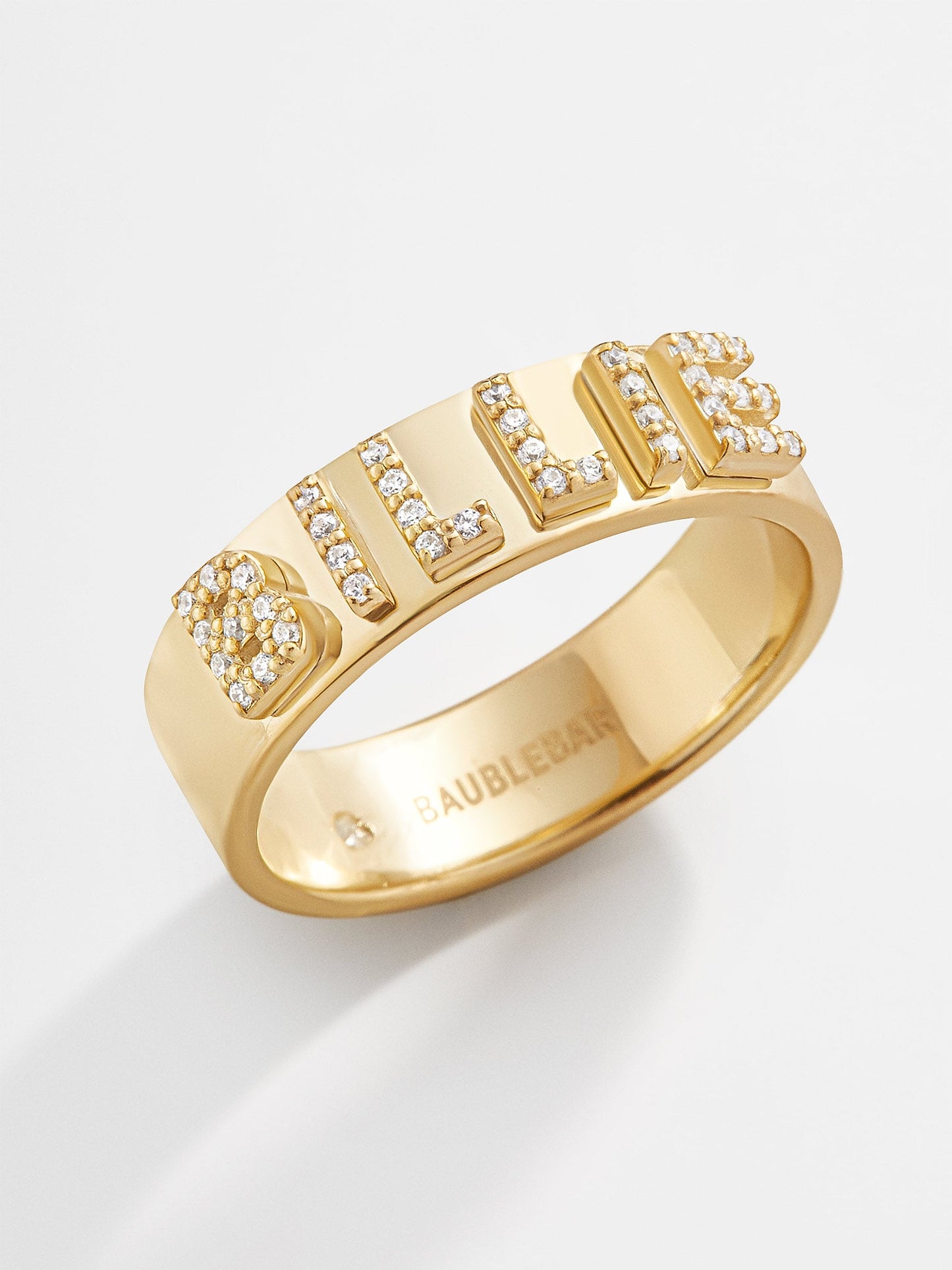 18K Gold Custom Block Ring - Gold/Pavé